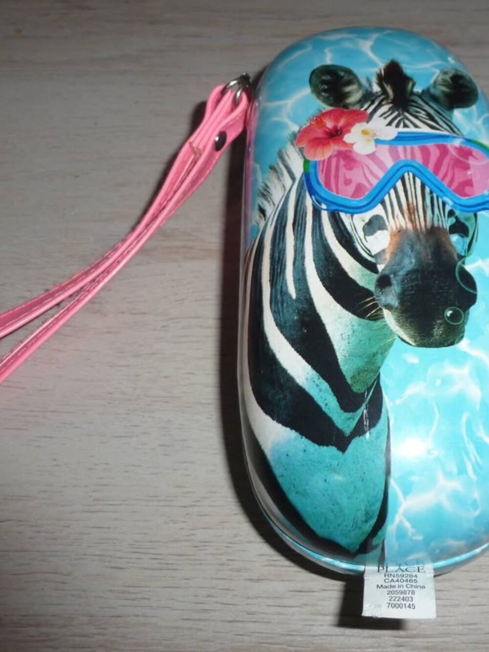 Pretty Handled Eye Glass / Sun Glass Hard Case / Zebra